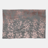 エレガントなのどのばら色の金ゴールドおよび灰色ブラシストローク キッチンタオル (横)