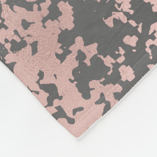 エレガントなのどのばら色の金ゴールドおよび灰色ブラシストローク フリースブランケット (角)