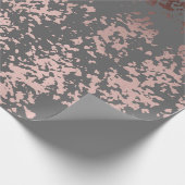 エレガントなのどのばら色の金ゴールドおよび灰色ブラシストローク ラッピングペーパー (角)