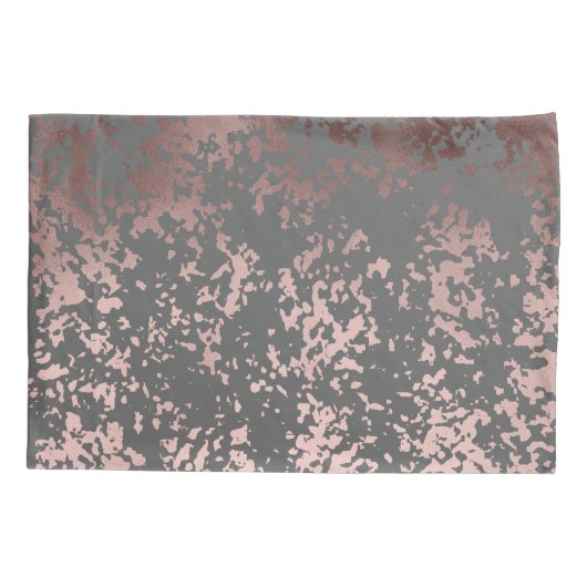 エレガントなのどのばら色の金ゴールドおよび灰色ブラシストローク 枕カバー (裏面)