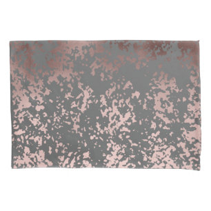 エレガントなのどのばら色の金ゴールドおよび灰色ブラシストローク 枕カバー