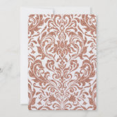 エレガントなのどのばら色の金ゴールドのグリッターのダマスク織バルミツワー 招待状 (裏面)