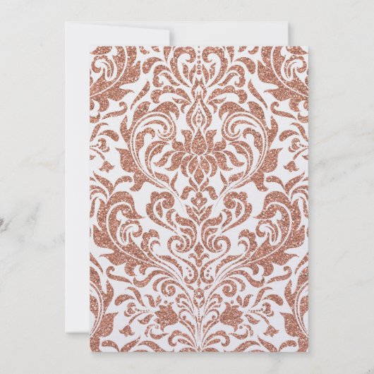 エレガントなのどのばら色の金ゴールドのグリッターのダマスク織バルミツワー 招待状 (裏面)