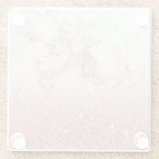 エレガントなのどのばら色の金ゴールドのグリッターの白い大理石のグラデーション ガラスコースター (裏面)