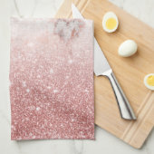 エレガントなのどのばら色の金ゴールドのグリッターの白い大理石のグラデーション キッチンタオル (四つ折り)