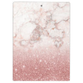 エレガントなのどのばら色の金ゴールドのグリッターの白い大理石のグラデーション クリップボード (裏面)