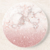 エレガントなのどのばら色の金ゴールドのグリッターの白い大理石のグラデーション コースター (正面)
