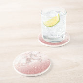 エレガントなのどのばら色の金ゴールドのグリッターの白い大理石のグラデーション コースター (側面)