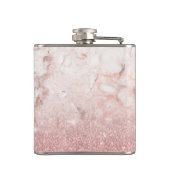 エレガントなのどのばら色の金ゴールドのグリッターの白い大理石のグラデーション フラスク (裏面)