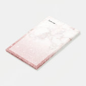 エレガントなのどのばら色の金ゴールドのグリッターの白い大理石のグラデーション ポストイット (アングル)