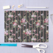 エレガントなのどのばら色の金ゴールドのストライブ柄はヴィンテージのバラを飾ります 薄葉紙 (クラフト)