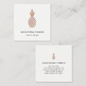 エレガントなのどのばら色の金ゴールドのパイナップル スクエア名刺 (正面/裏面)