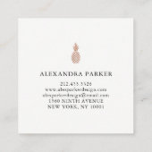 エレガントなのどのばら色の金ゴールドのパイナップル スクエア名刺 (裏面)