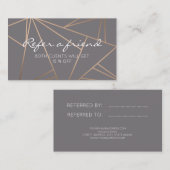 エレガントなのどのばら色の金ゴールドの幾何学的な紹介カード 名刺 (正面/裏面)