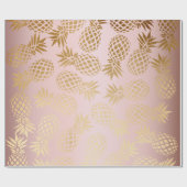 エレガントなのどのばら色の金ゴールドの熱帯パイナップルパターン ラッピングペーパー (フラット)