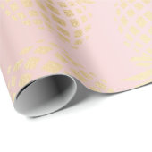 エレガントなのどのばら色の金ゴールドの熱帯パイナップルパターン ラッピングペーパー (ロールコーナー)