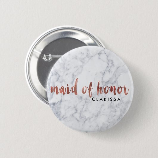 エレガントなのどのばら色の金ゴールドの白人の大理石のメイド・オブ・オーナー（花嫁付き添い人） 缶バッジ (正面&裏面)