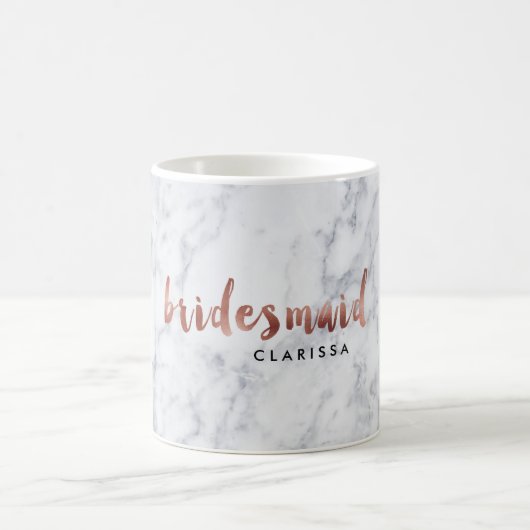 エレガントなのどのばら色の金ゴールドの白人の大理石の新婦付添人 コーヒーマグカップ (中央)