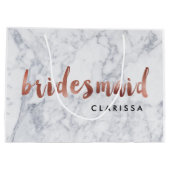 エレガントなのどのばら色の金ゴールドの白人の大理石の新婦付添人 ラージペーパーバッグ (裏面)