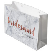 エレガントなのどのばら色の金ゴールドの白人の大理石の新婦付添人 ラージペーパーバッグ (裏面アングル)