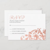 エレガントなのどのばら色の金ゴールドの華麗さバルミツワーRSVP 出欠カード (正面/裏面)