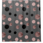 エレガントなのどのばら色の金ゴールドの赤面のピンクの黒は一周します シャワーカーテン (正面)