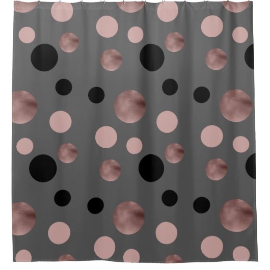 エレガントなのどのばら色の金ゴールドの赤面のピンクの黒は一周します シャワーカーテン (正面)