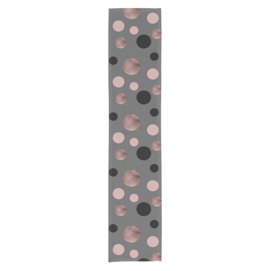 エレガントなのどのばら色の金ゴールドの赤面のピンクの黒は一周します ショートテーブルランナー (正面)