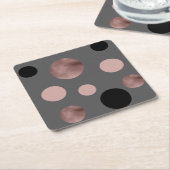 エレガントなのどのばら色の金ゴールドの赤面のピンクの黒は一周します スクエアペーパーコースター (アングル)