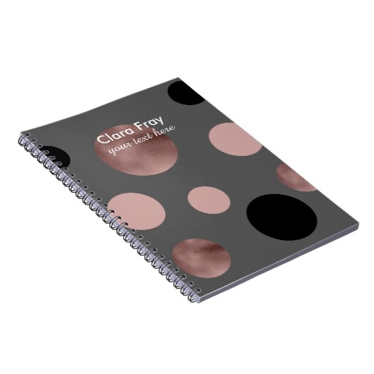 エレガントなのどのばら色の金ゴールドの赤面のピンクの黒は一周します ノートブック (右側)