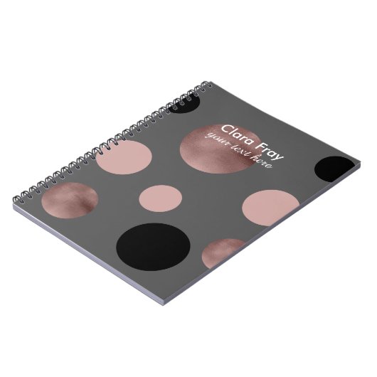 エレガントなのどのばら色の金ゴールドの赤面のピンクの黒は一周します ノートブック (左側)