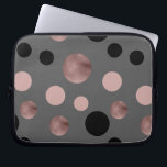 エレガントなのどのばら色の金ゴールドの赤面のピンクの黒は一周します ラップトップスリーブ<br><div class="desc">のどの灰色の背景のばら色の金ゴールドの、ピンクおよび黒い円を表すモダンで、スタイリッシュなデザイン。</div>