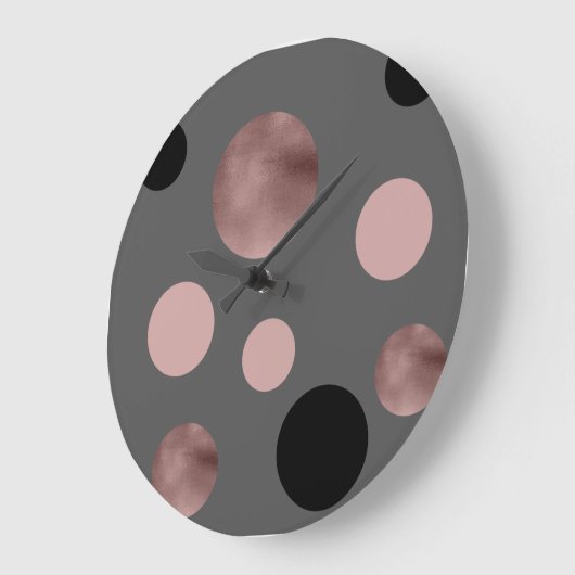 エレガントなのどのばら色の金ゴールドの赤面のピンクの黒は一周します ラージ壁時計 (傾斜)
