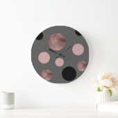 エレガントなのどのばら色の金ゴールドの赤面のピンクの黒は一周します ラージ壁時計 (ホーム)