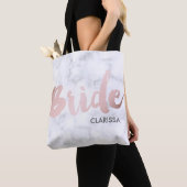 エレガントなのどのばら色の金ゴールドの"花嫁"の白い大理石 トートバッグ (クローズアップ)