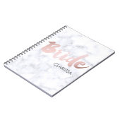エレガントなのどのばら色の金ゴールドの"花嫁"の白い大理石 ノートブック (左側)