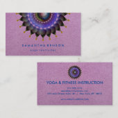 エレガントなはすの花のロゴのヨガの紫色の背景 名刺 (正面/裏面)