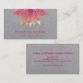 エレガントなはすの花のロゴのヨガの紫色の背景 名刺 (正面/裏面)