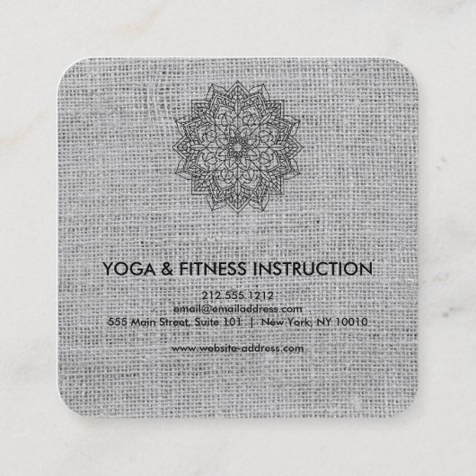 エレガントなはすの花のロゴのヨガ スクエア名刺 (裏面)