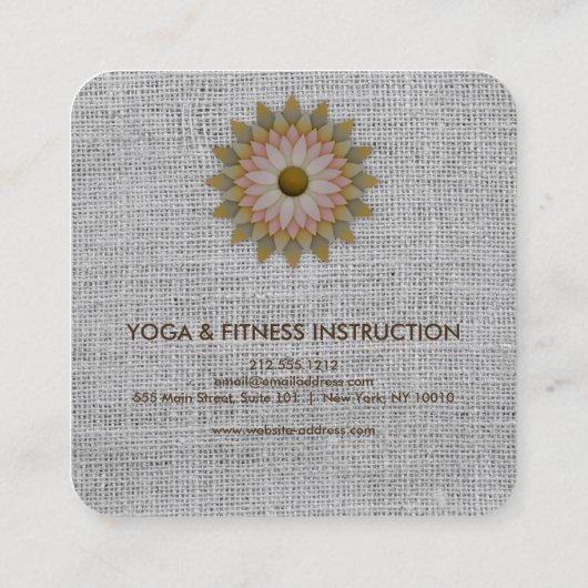 エレガントなはすの花のロゴのヨガ スクエア名刺 (裏面)