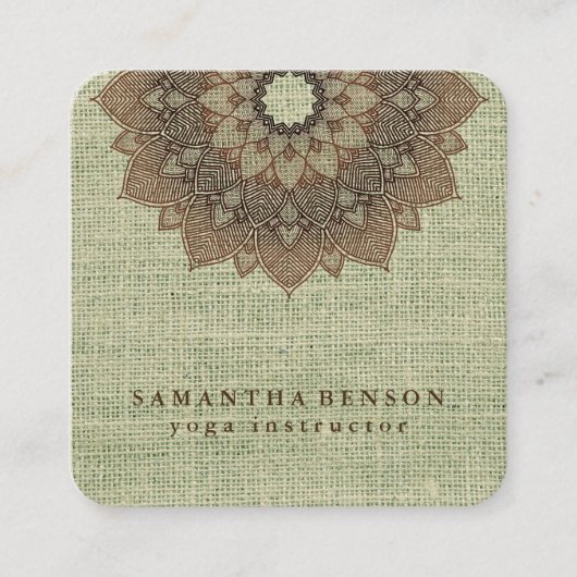 エレガントなはすの花のロゴのヨガ スクエア名刺 (正面)