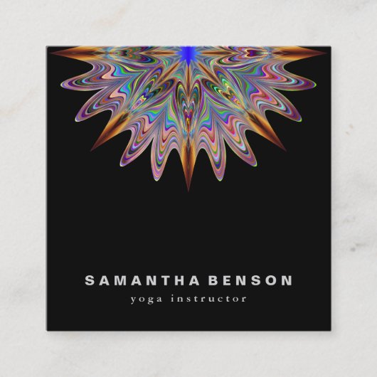 エレガントなはすの花のロゴのヨガ スクエア名刺 (正面)