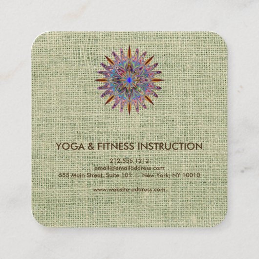 エレガントなはすの花のロゴのヨガ スクエア名刺 (裏面)