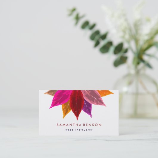 エレガントなはすの花のロゴのヨガ 名刺 (スタンド正面)