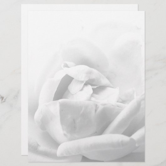 エレガントなばら色の花の花の白黒ガーリー レターヘッド (正面/裏面)