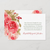 エレガントなばら色の葬式は死別感謝していしています サンキューカード (正面/裏面)