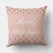 エレガントなばら色の金ゴールドおよびピンクのクリスマスツリーパターン クッション (裏面)