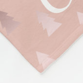 エレガントなばら色の金ゴールドおよびピンクのクリスマスツリーパターン フリースブランケット (角)