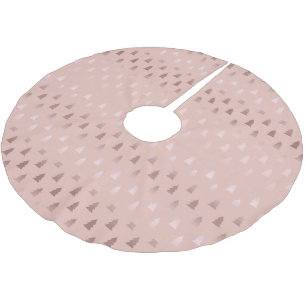 エレガントなばら色の金ゴールドおよびピンクのクリスマスツリーパターン ブラッシュドポリエステルツリースカート