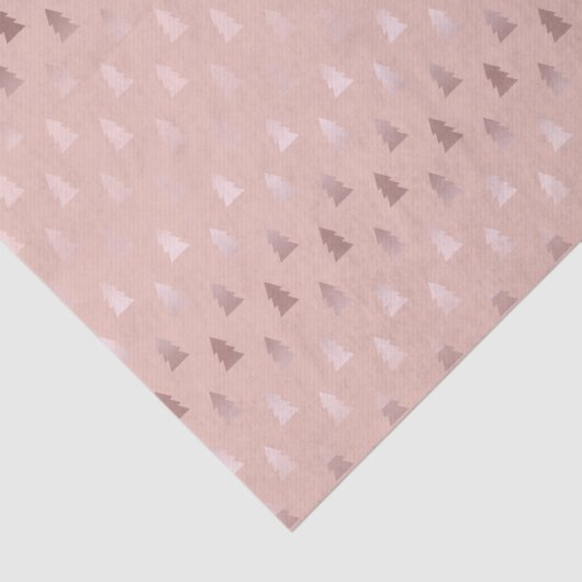 エレガントなばら色の金ゴールドおよびピンクのクリスマスツリーパターン 薄葉紙 (詳細)